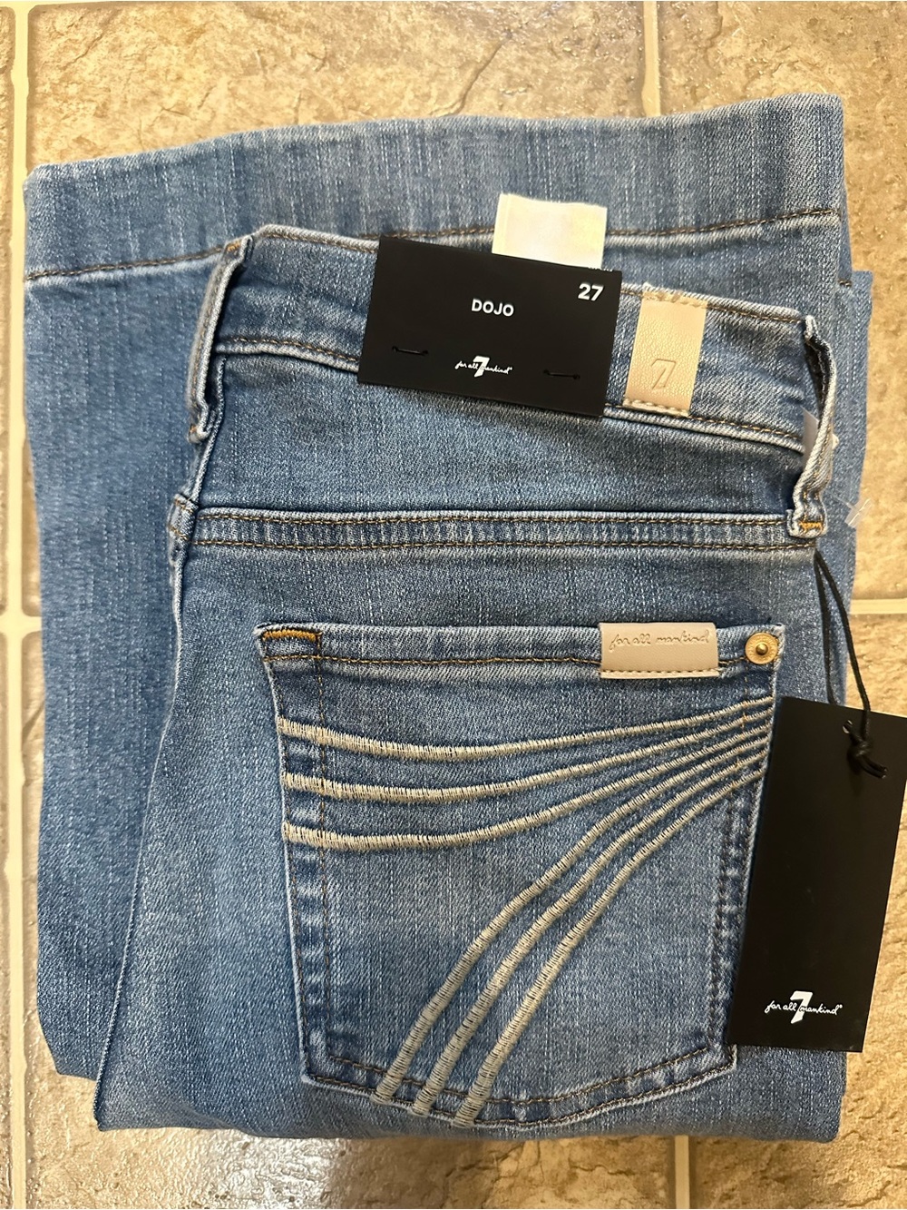 7 For All Mankind DOJO Straight Leg Jeans in Light Blue